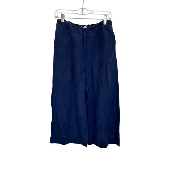 Onia Air Linen Navy Blue Wide Leg Drawstring Trousers - Size S - Picture 3 of 6